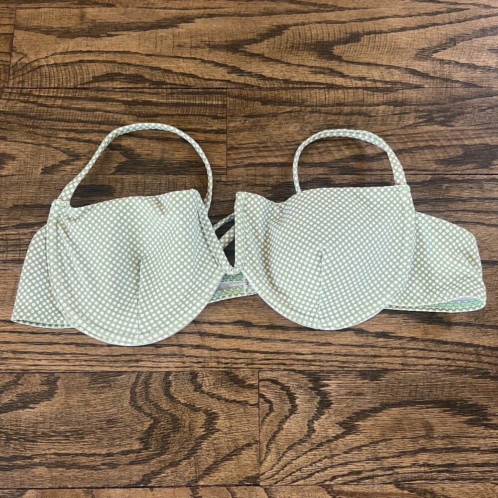 Sunny Bunny Swim Polka Dot Bikini Top Green Women's Size Large Swimsuit Top NEW